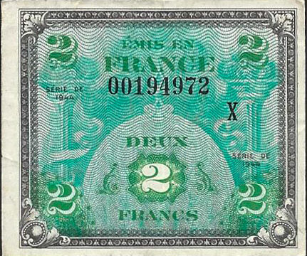 2 francs Drapeau type 1944