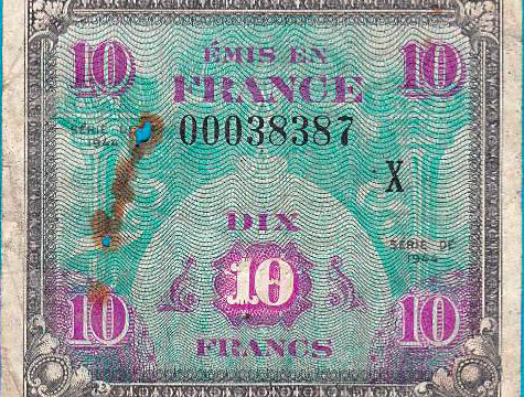 10 francs Drapeau type 1944