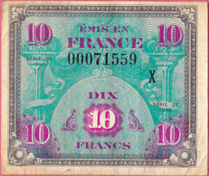 10 francs Drapeau type 1944