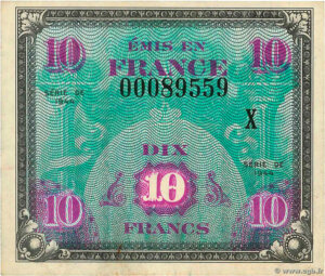 10 francs Drapeau type 1944