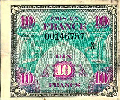 10 francs Drapeau type 1944