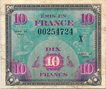 10 francs Drapeau type 1944