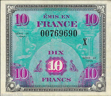 10 francs Drapeau type 1944