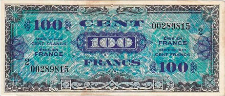 100 francs Drapeau type 1944