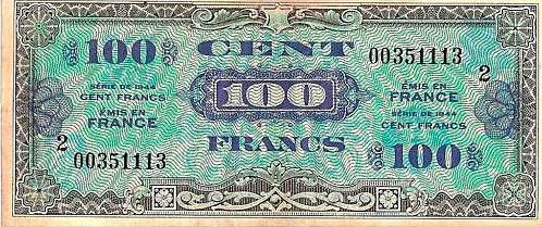 100 francs Drapeau type 1944