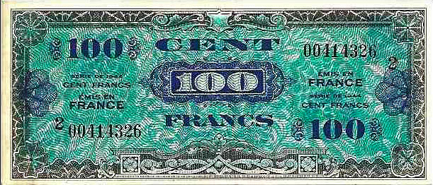 100 francs Drapeau type 1944