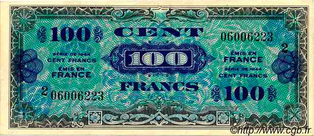 100 francs Drapeau type 1944