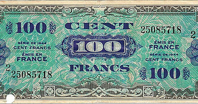 100 francs Drapeau type 1944