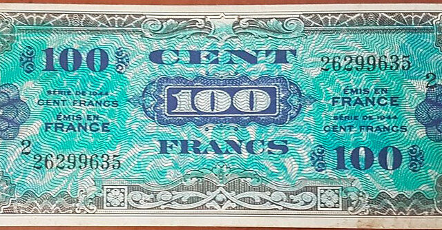 100 francs Drapeau type 1944