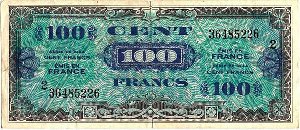 100 francs Drapeau type 1944