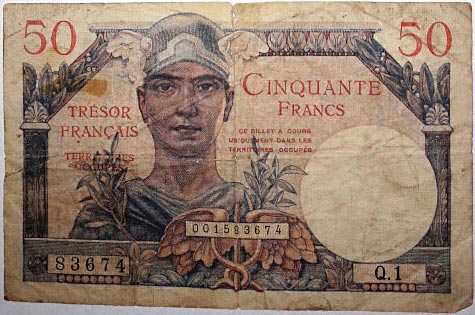 50 francs Trésor Français type 1947