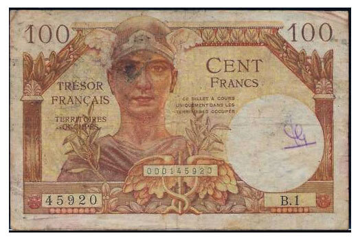 100 francs Trésor Français type 1947