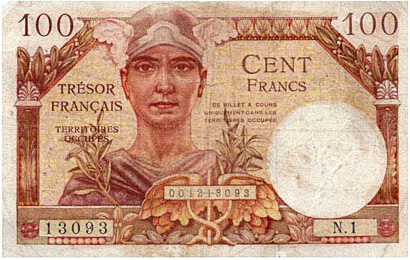 100 francs Trésor Français type 1947