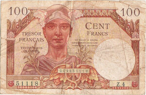 100 francs Trésor Français type 1947