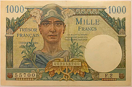 1000 francs Trésor Français type 1947