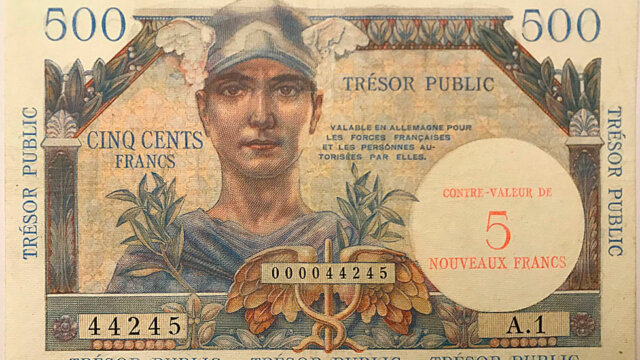 5NF sur 500 francs Trésor Public type 1960