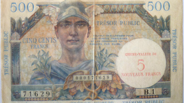 5NF sur 500 francs Trésor Public type 1960