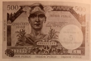 5NF sur 500 francs Trésor Public type 1960