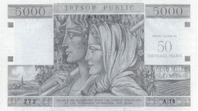 50NF sur 5000 francs Trésor Public type 1960