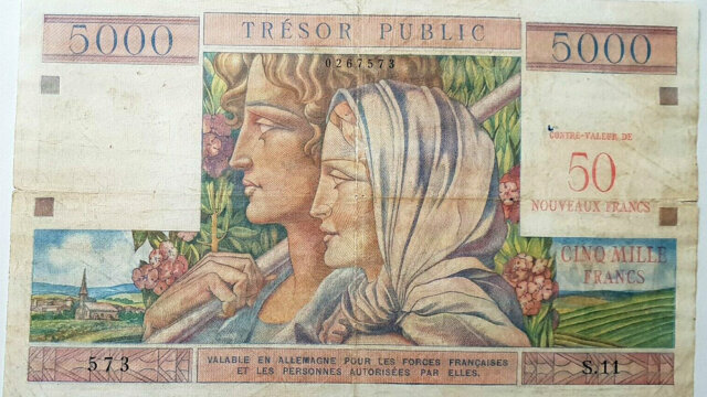 50NF sur 5000 francs Trésor Public type 1960