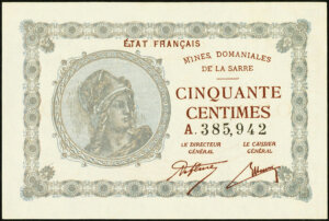 50 centimes Mines domaniales de la Sarre type 1920