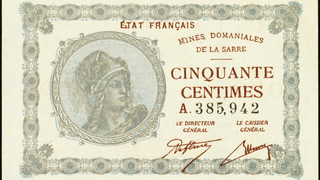 50 centimes Mines domaniales de la Sarre type 1920