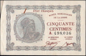 50 centimes Mines domaniales de la Sarre type 1920