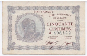 50 centimes Mines domaniales de la Sarre type 1920