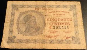 50 centimes Mines domaniales de la Sarre type 1920