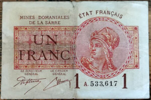 1 franc Mines domaniales de la Sarre type 1920