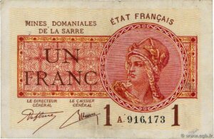 1 franc Mines domaniales de la Sarre type 1920