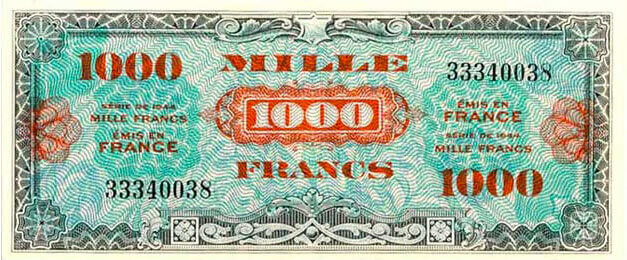 1000 francs Drapeau type 1944