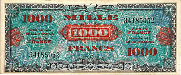 1000 francs Drapeau type 1944