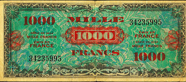 1000 francs Drapeau type 1944