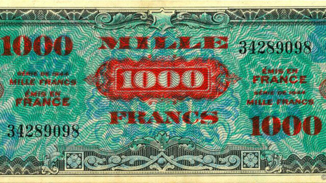 1000 francs Drapeau type 1944