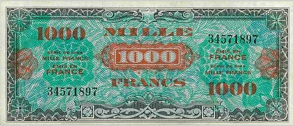 1000 francs Drapeau type 1944