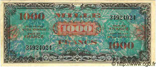 1000 francs Drapeau type 1944