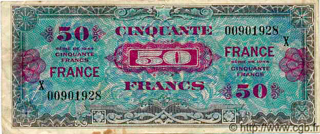 50 francs France type 1945