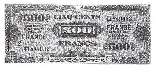 500 francs France type 1945