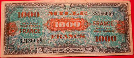 1000 francs France type 1945