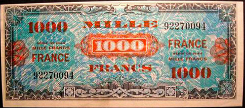 1000 francs France type 1945