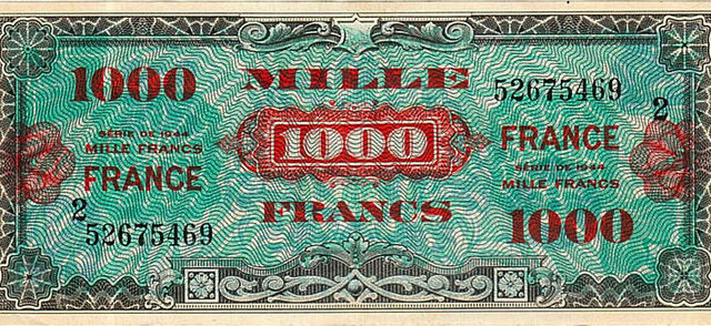 1000 francs France type 1945