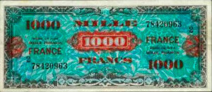 1000 francs France type 1945