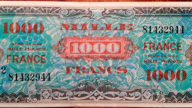 1000 francs France type 1945