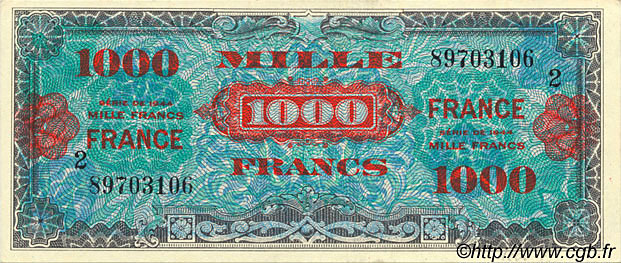 1000 francs France type 1945