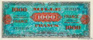 1000 francs France type 1945