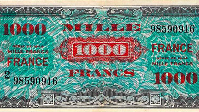 1000 francs France type 1945