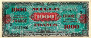 1000 francs France type 1945