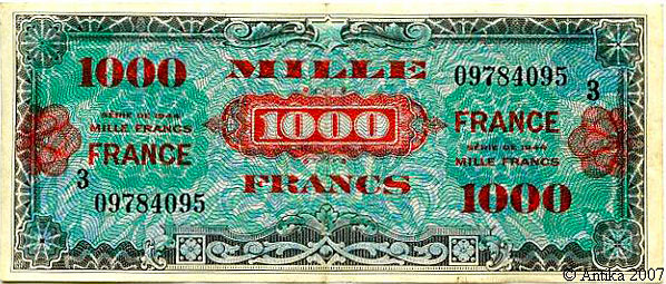 1000 francs France type 1945