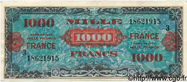 1000 francs France type 1945